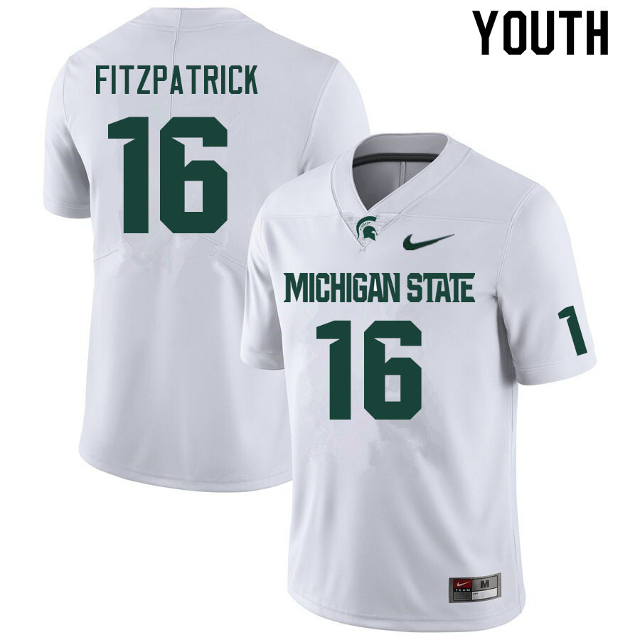Youth #16 Christian Fitzpatrick Michigan State Spartans College Football Jerseys Sale-White